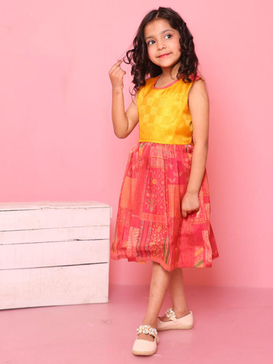 Motif Print Dress For Girls - 19