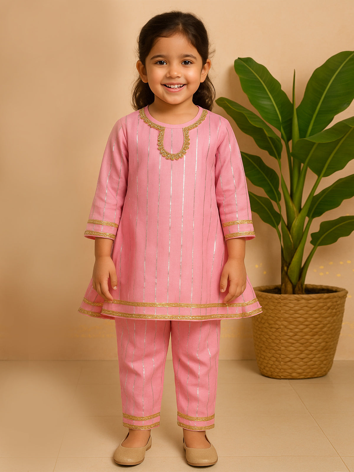 Girls Kurta Pajama – Pink Colour - 76