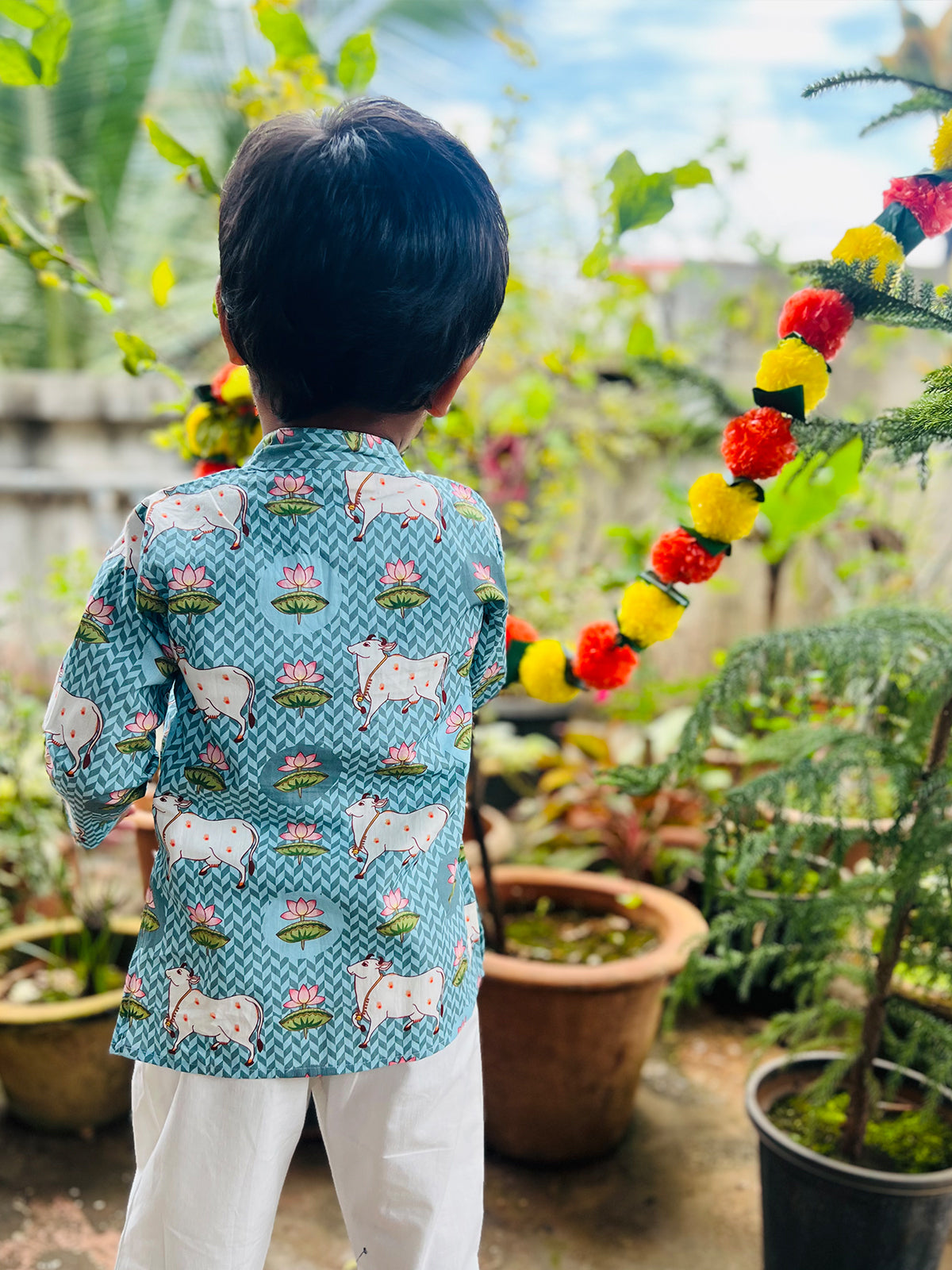 Boys Pichwai Print Kurta Pajama Set - 79