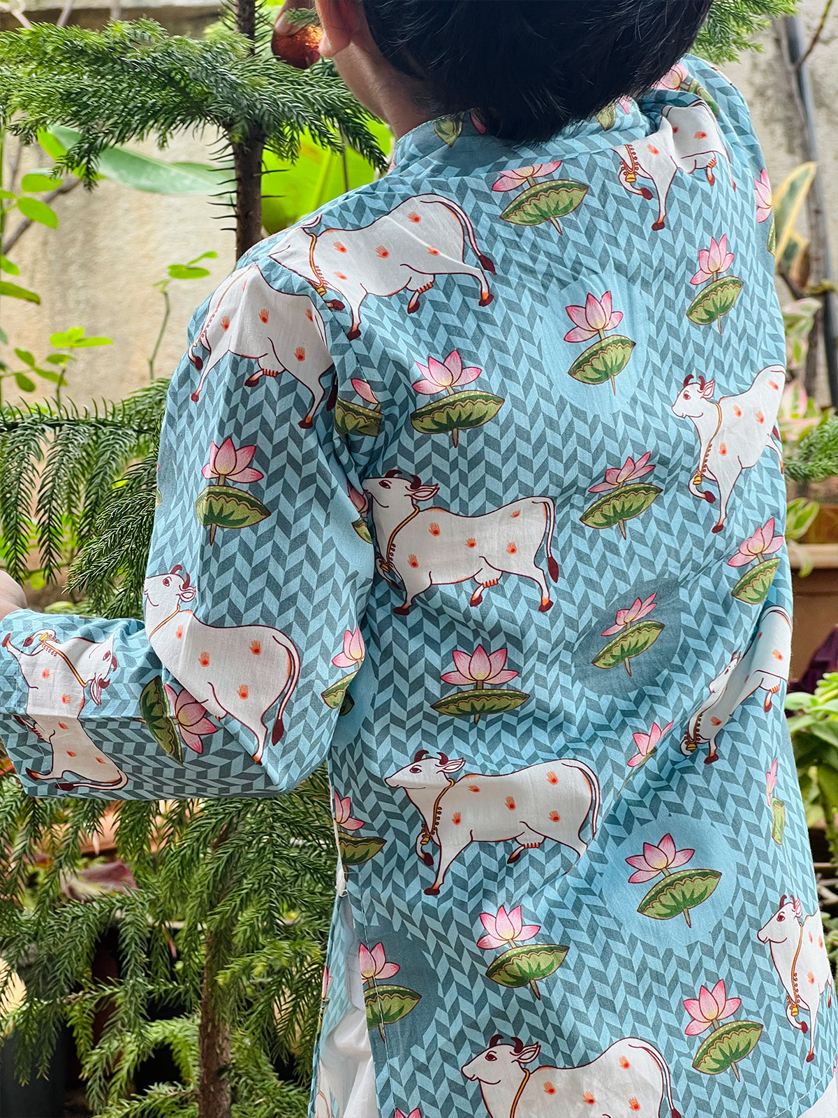 Boys Pichwai Print Kurta Pajama Set - 79