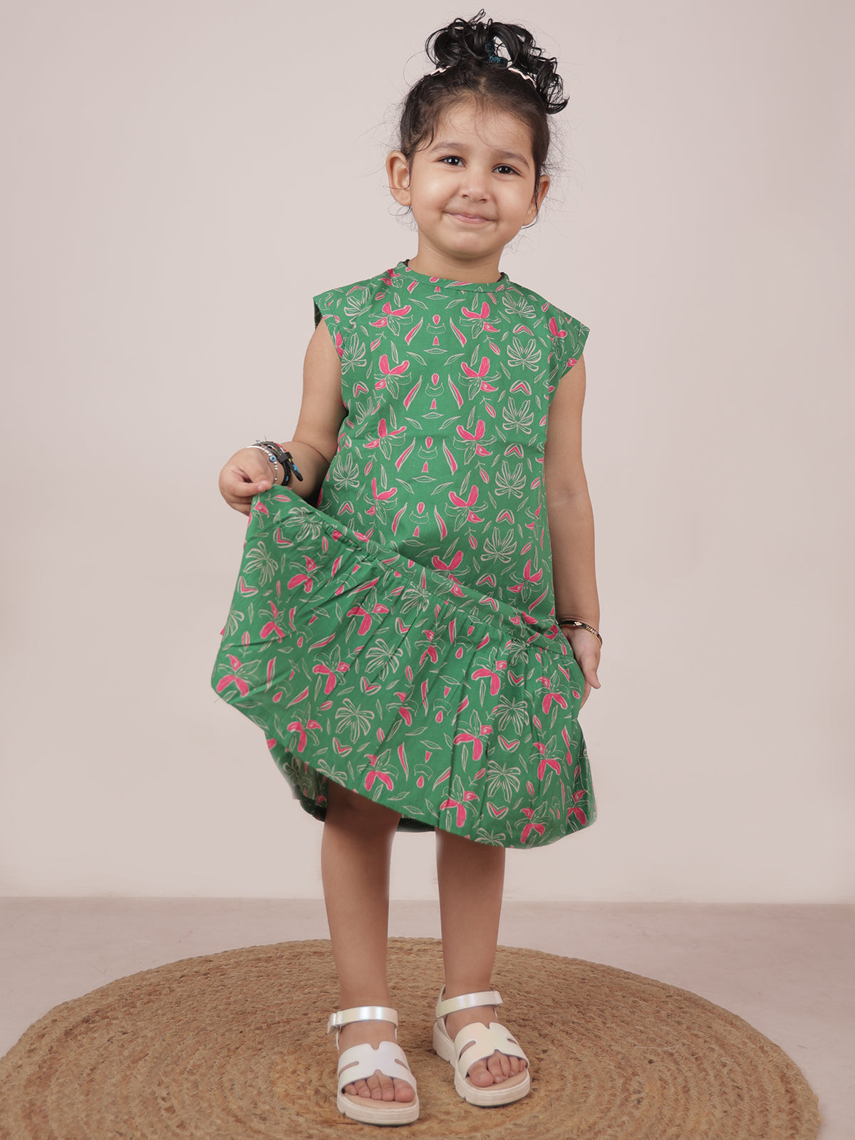 Wild Flower Grove - Green Girls Dress - 25