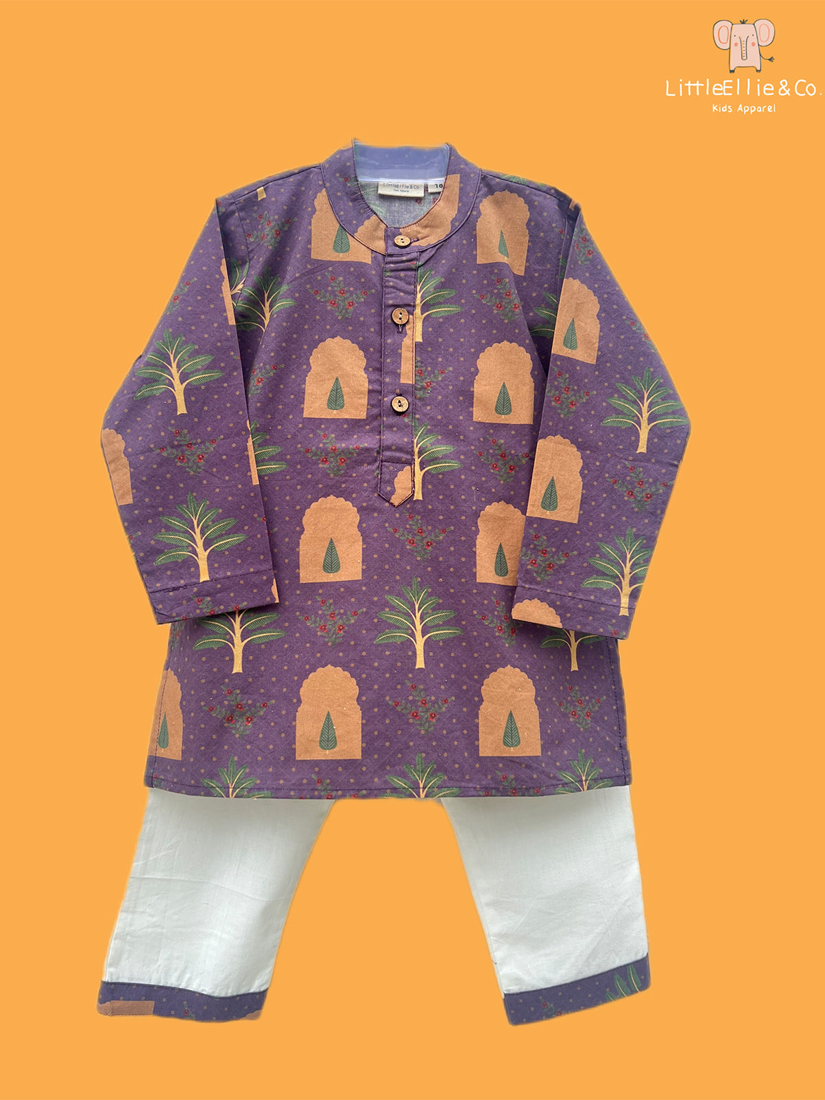 Boys Cotton Jharoka Floral Print Kurta Pajama Set - 71