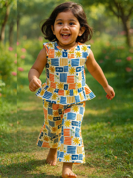 Girls Palazzo Pant - Sunset Voyage Print - 57