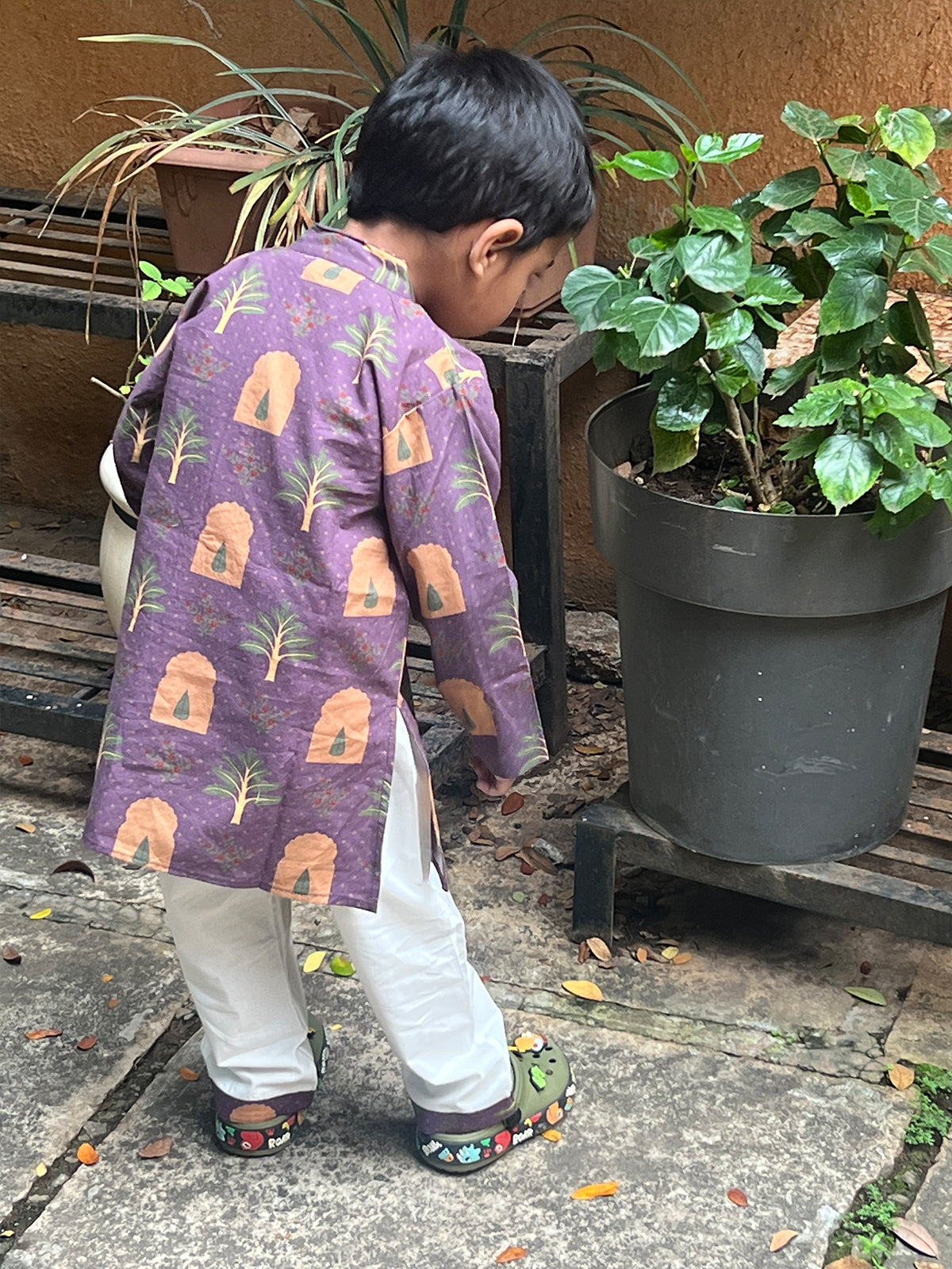 Boys Cotton Jharoka Floral Print Kurta Pajama Set - 71