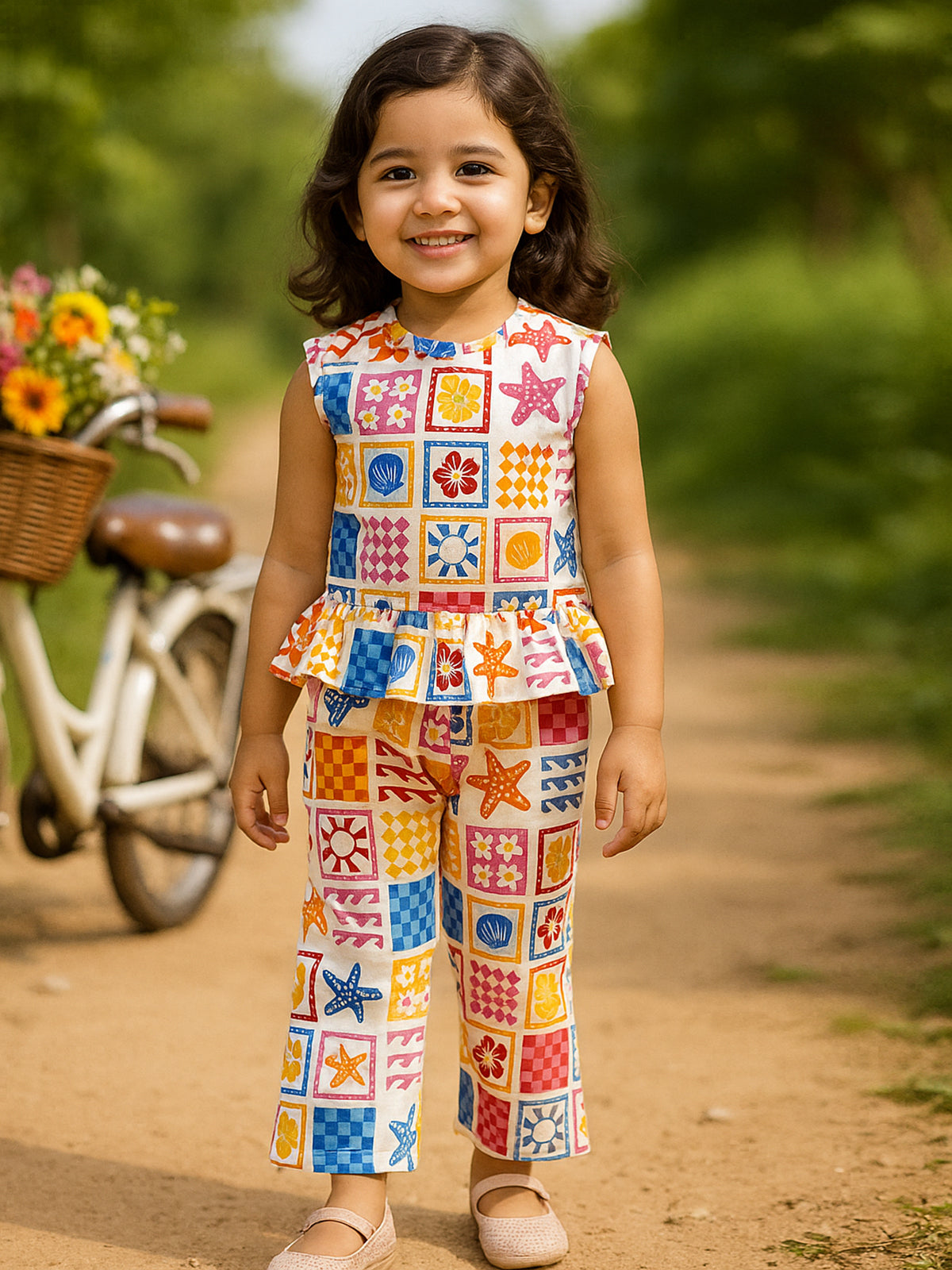 Girls Palazzo Pant - Aqua Tiles - 86