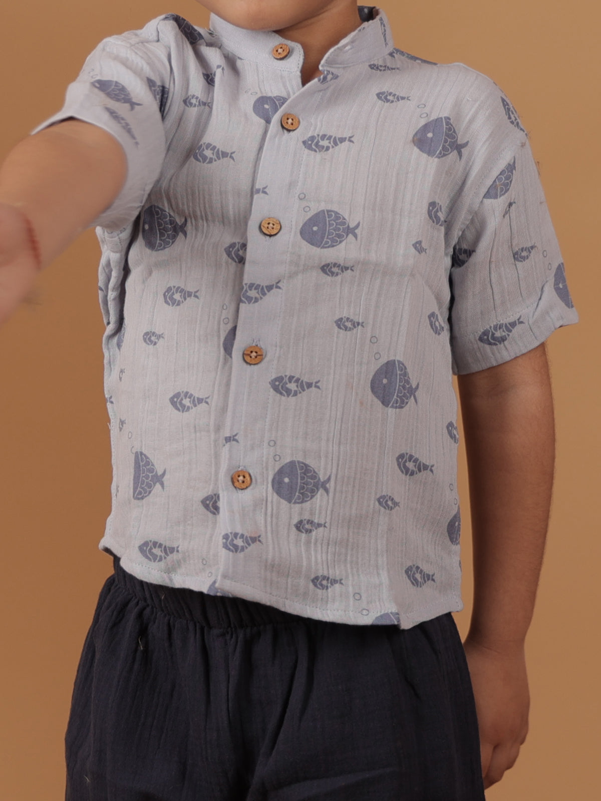 Fish Muslin Co-ored Set For Boys - 21
