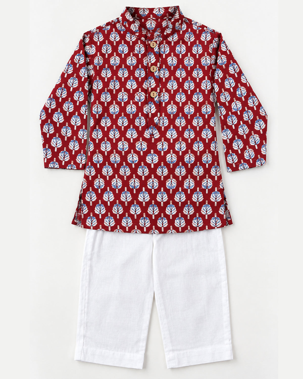 Boys Handblook Print Kurta Pajama Set -Maroon Colour 150