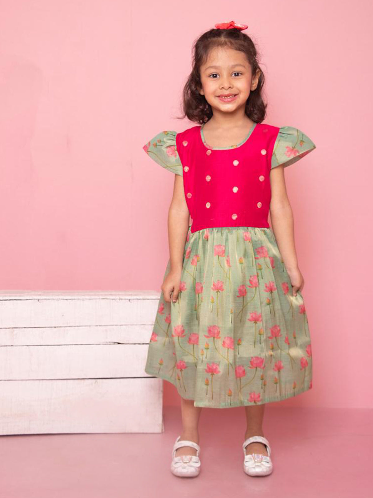 Lotus Print Dress For Girls - 18