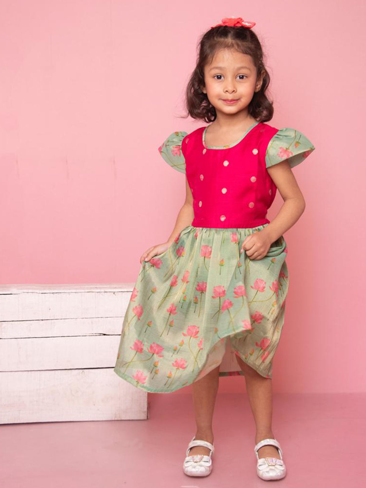 Lotus Print Dress For Girls - 18