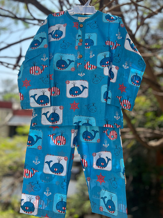 Unisex Night Dress - Fish Print - 49