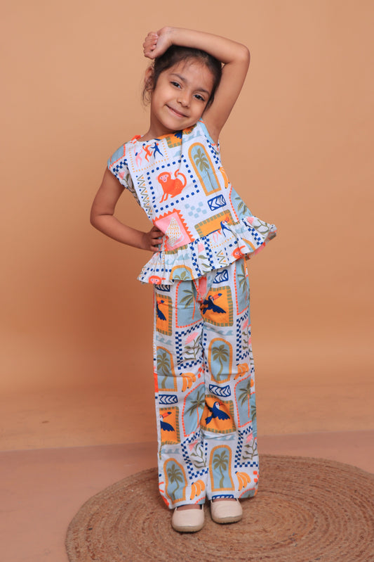Girls Tropical Summer Palazzo Set - 08