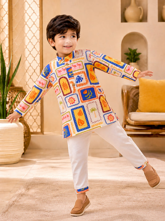 Boys Tropical Kurta Pajama Set - 109