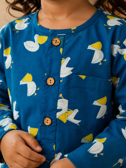 Unisex Night Dress - Pelican Print - 133