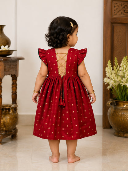 Magical Reversible khan Frocks For Girls - Green - 139
