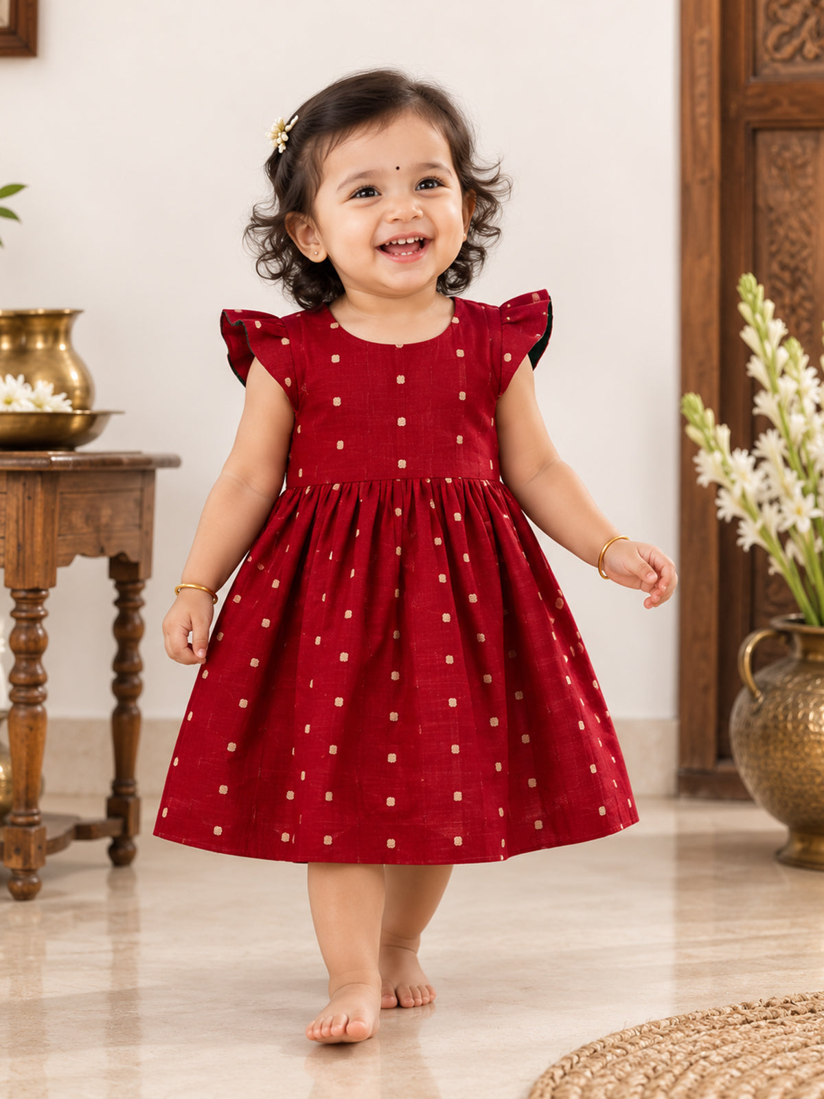 Magical Reversible khan Frocks For Girls - Green - 139