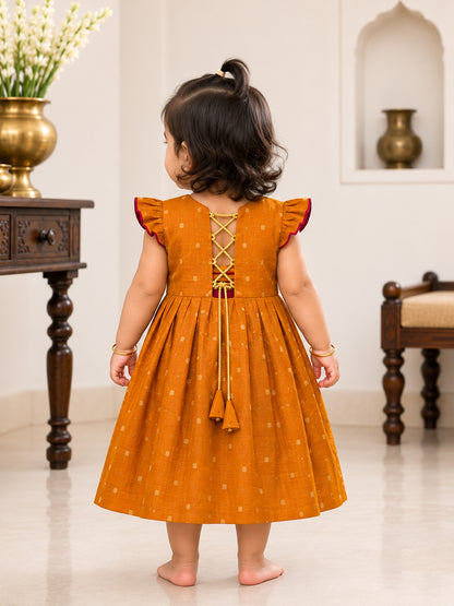 Magical Reversible khan Frocks For Girls - Red - 138