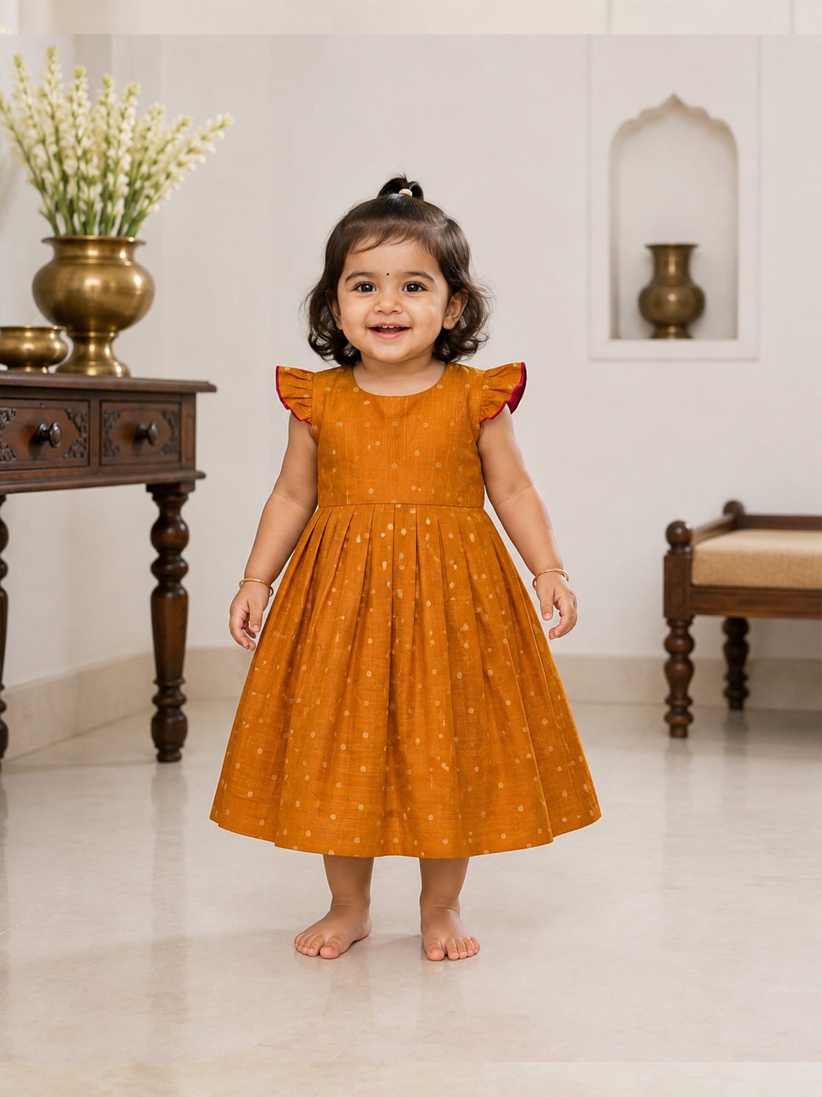 Magical Reversible khan Frocks For Girls - Red - 138