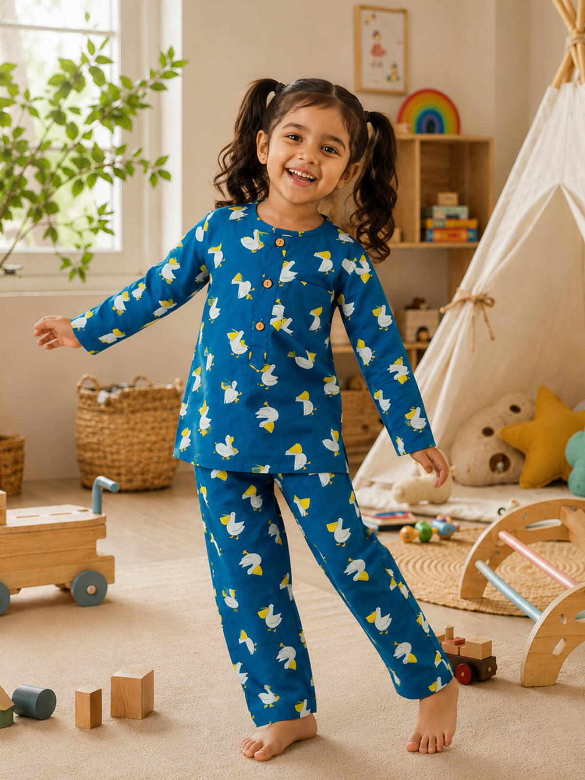 Unisex Night Dress - Pelican Print - 133