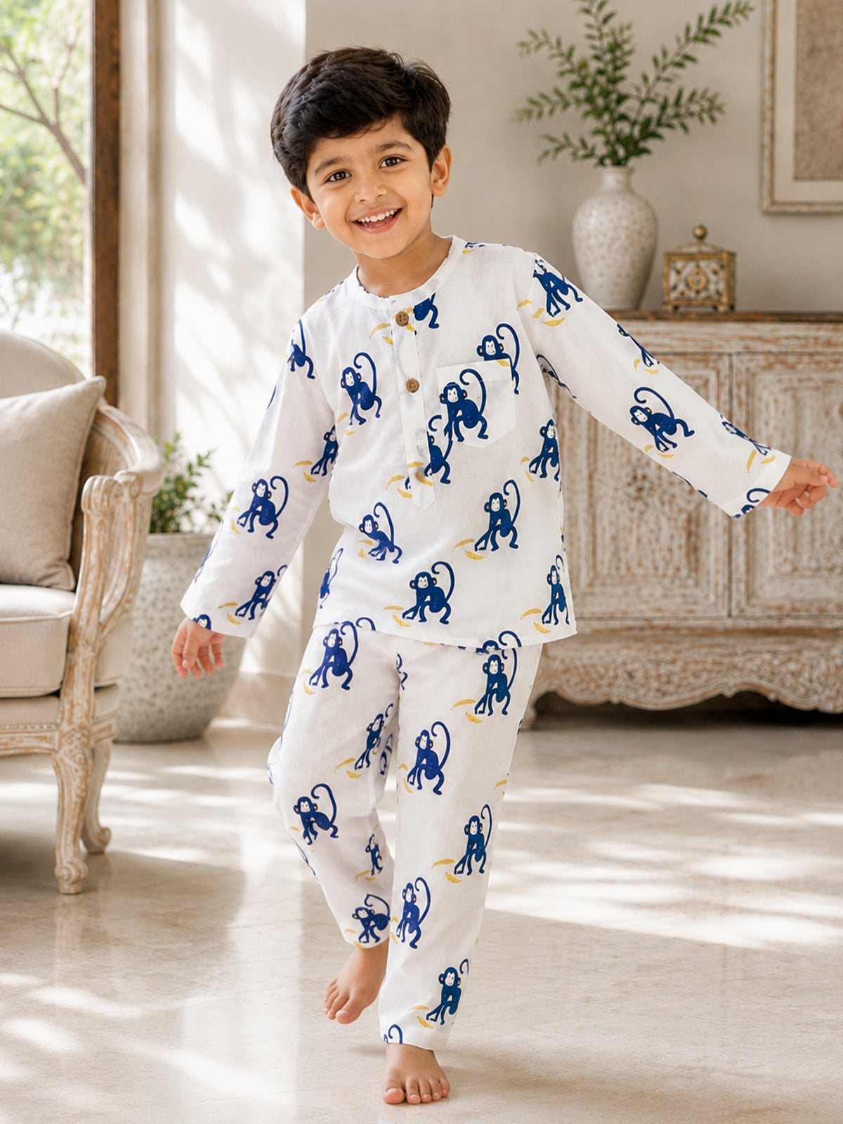 Unisex Night Dress - Monkey Print - 132