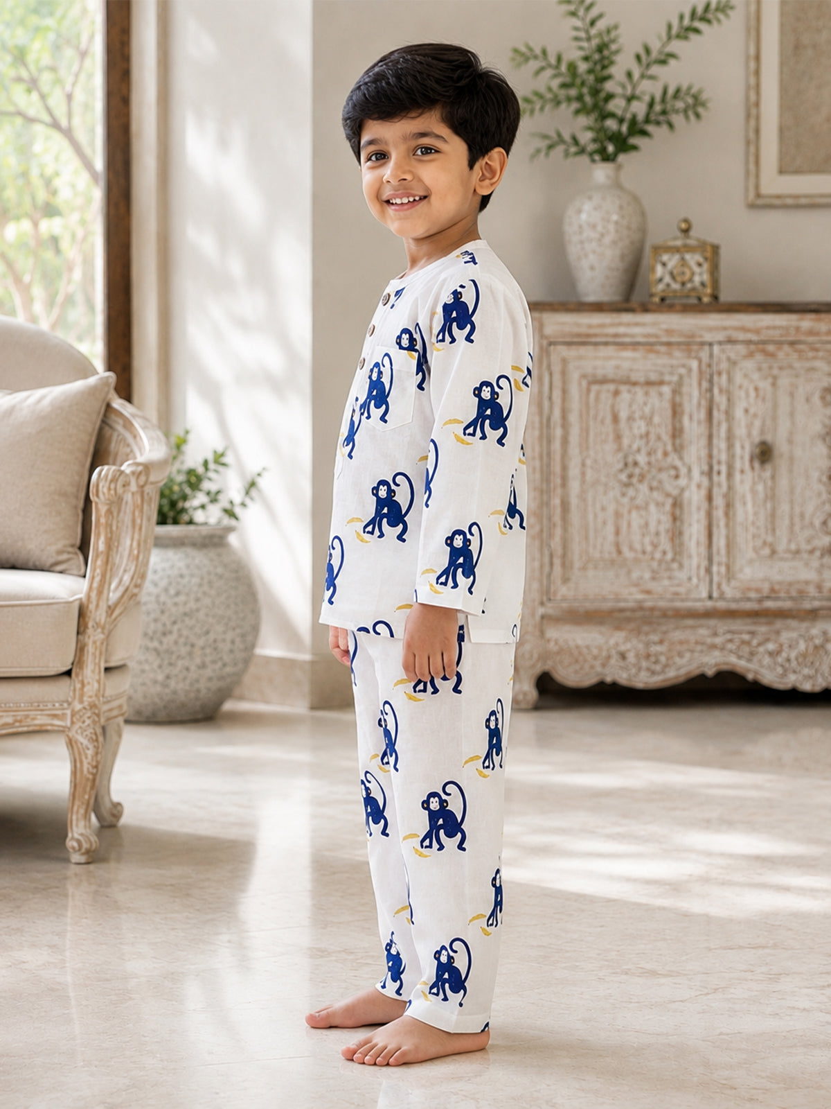 Unisex Night Dress - Monkey Print - 132