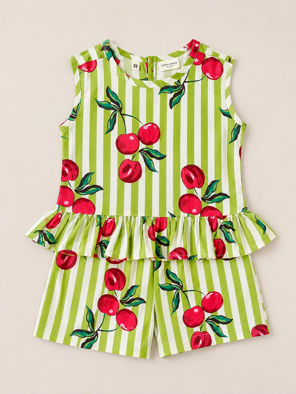 Girls Floral Cherry Printed Pure Cotton Top with Shorts Frock - 128