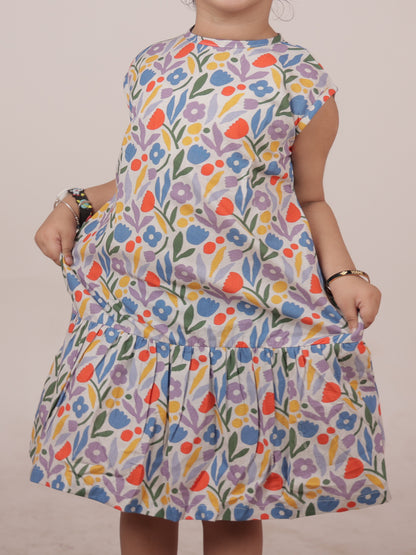 Flower Vally - Mulicolor Flower Dress - 24