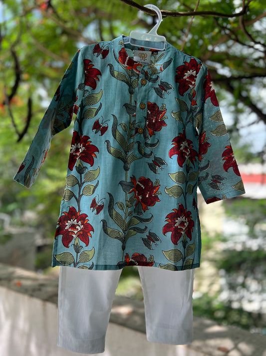 Kurta Pajama For Boys - Flower Vally Blue Set - 39