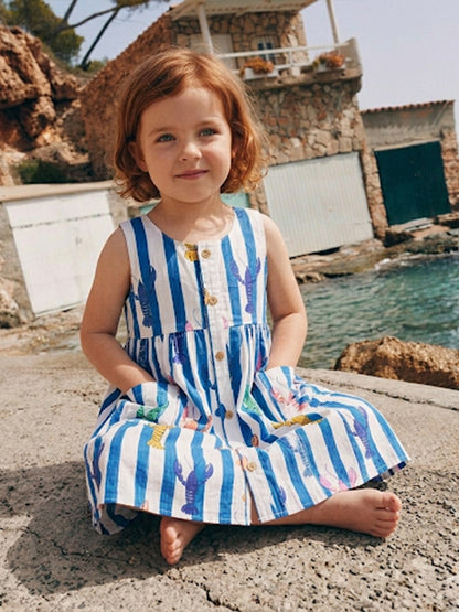 Blue Lobster Dress- For Girls Cotton Frock 121