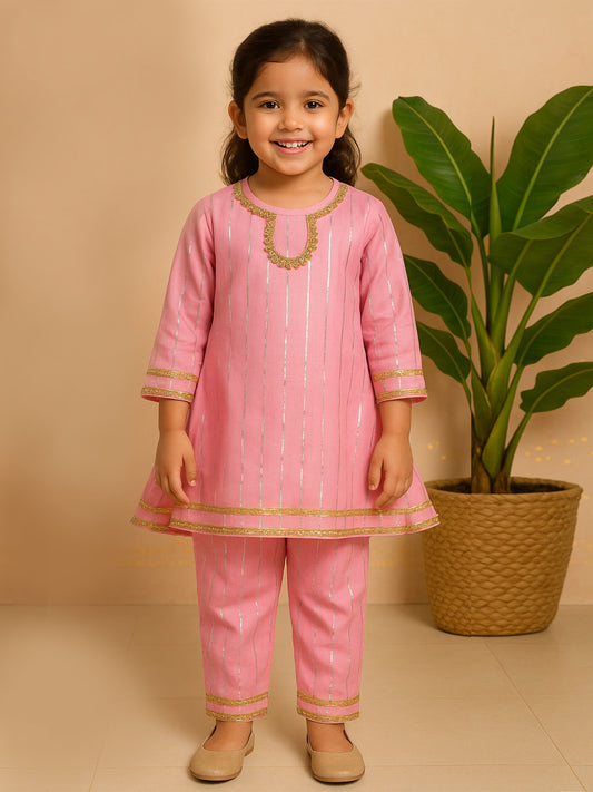 Girls Kurta pajama – Pink Colour - 76