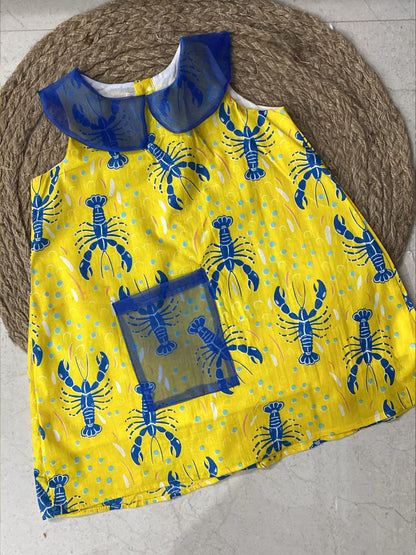 Sunny Lobster Dress- For Girls Cotton Frock 118