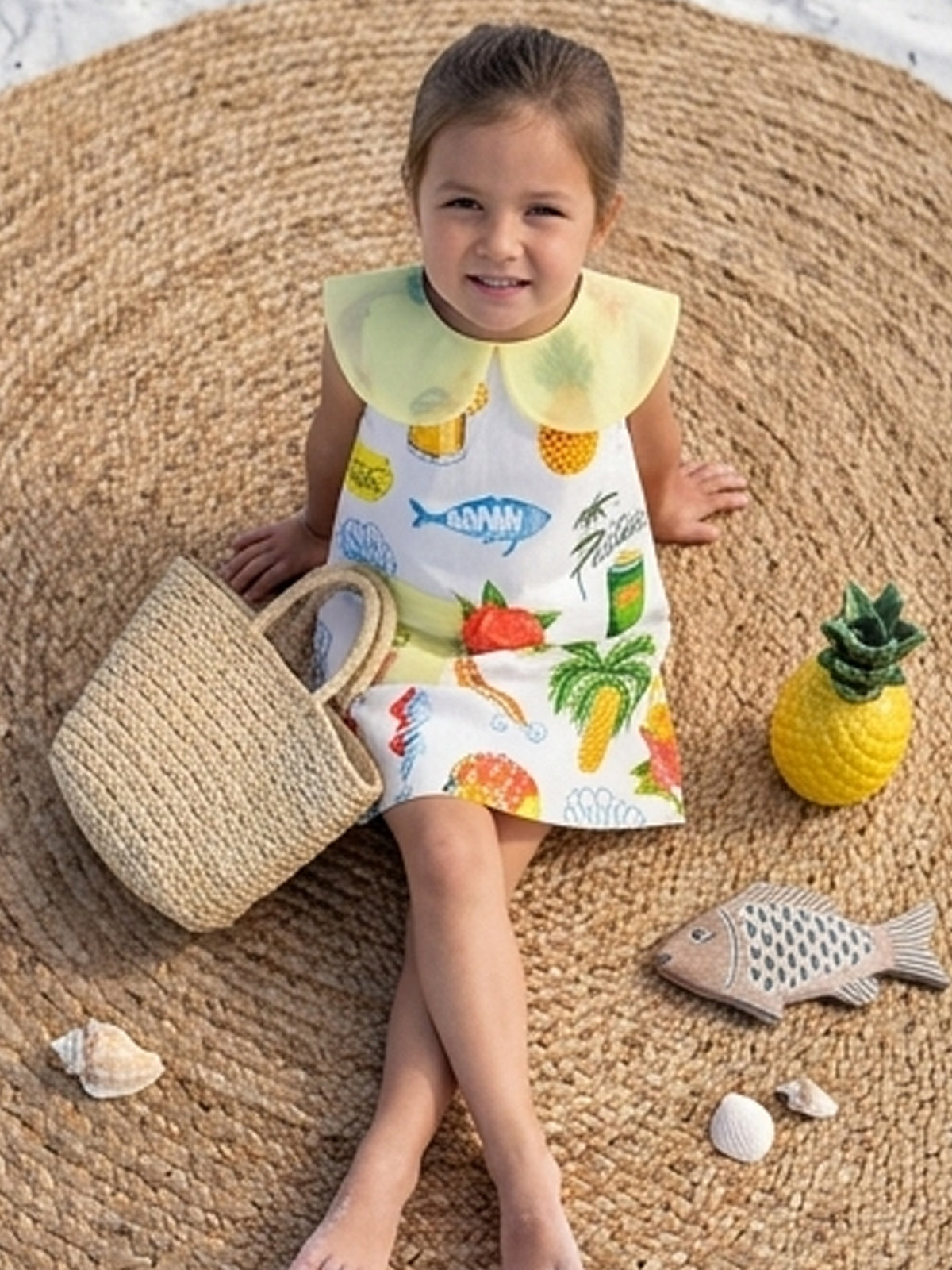 Paradise Postcard Dress- For Girls Cotton Frock 119