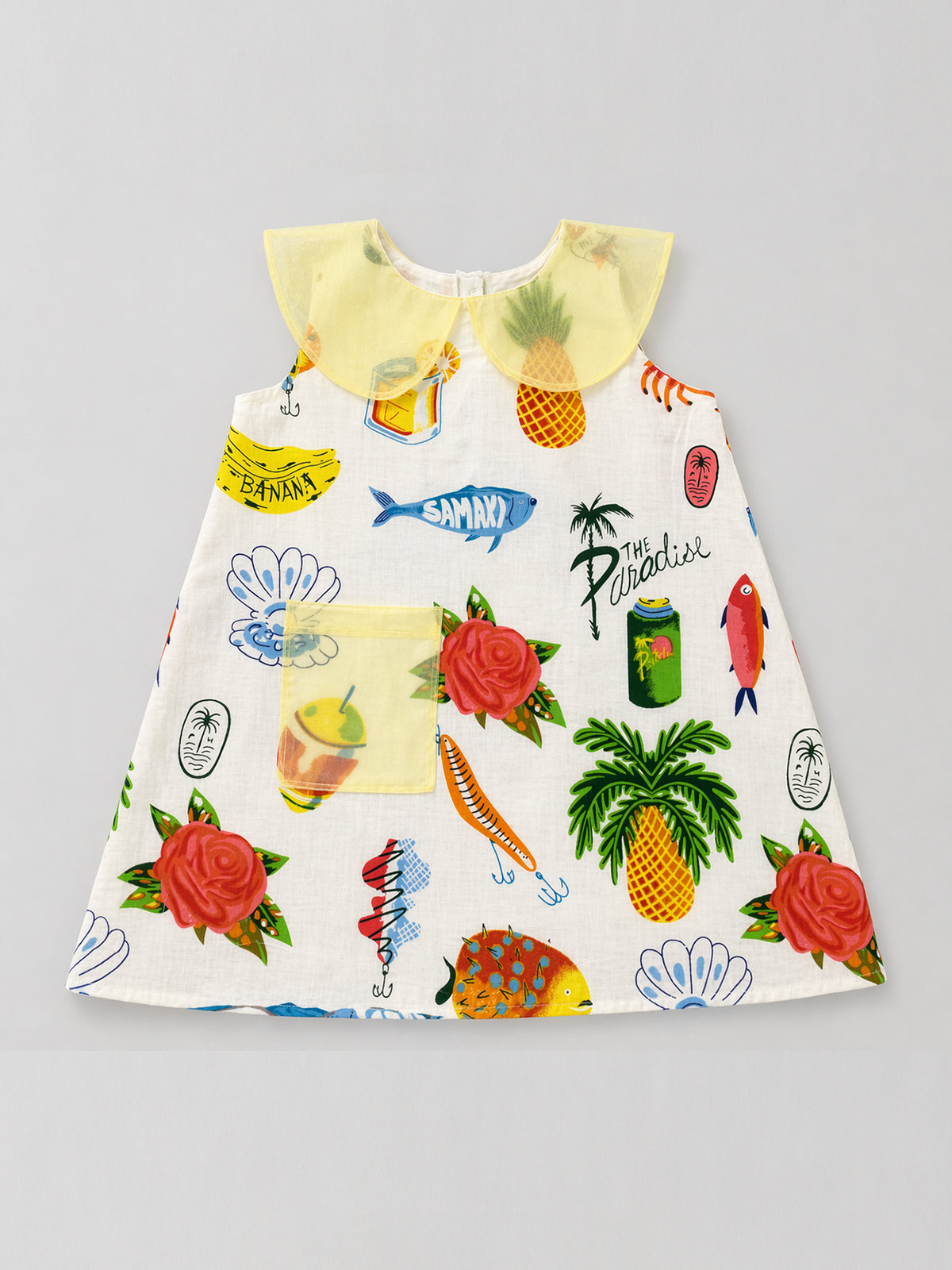 Paradise Postcard Dress- For Girls Cotton Frock 119