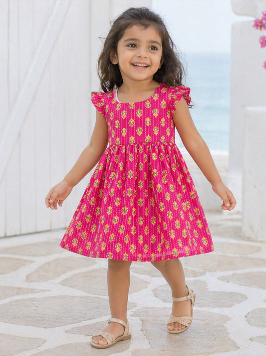 Blush Bloom Cotton Dress - For Girls Cotton Frock 126