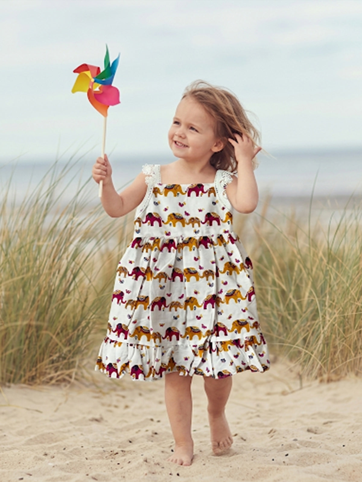 Elephant Dune Dress- For Girls Cotton Frock 124