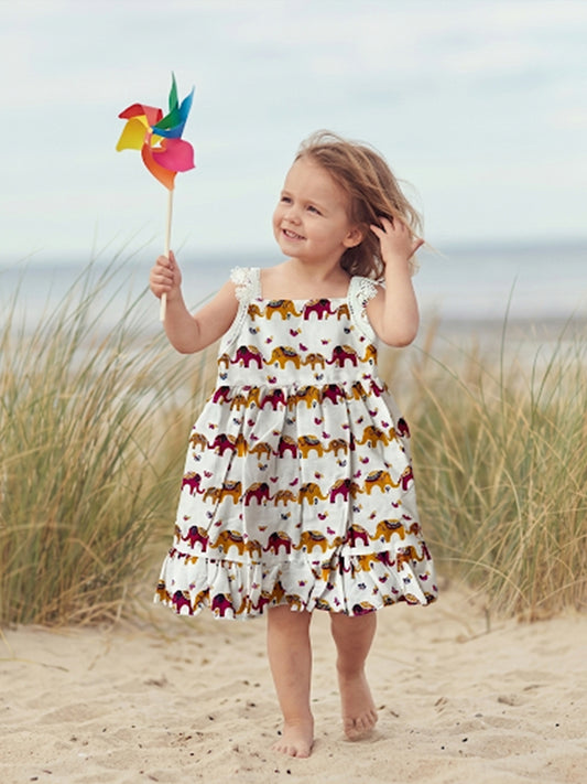 Elephant Dune Dress- For Girls Cotton Frock 124