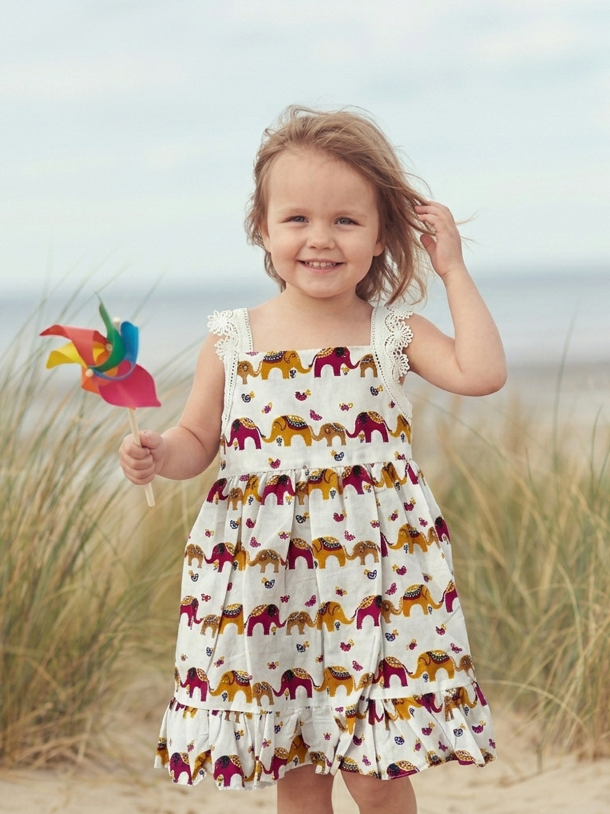Elephant Dune Dress- For Girls Cotton Frock 124