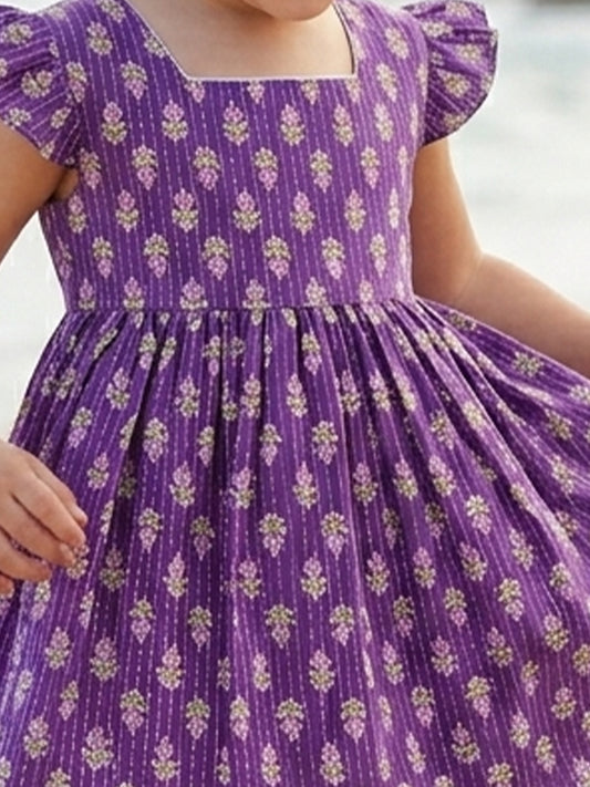 Lavender Bloom Cotton Dress - For Girls Cotton Frock 125