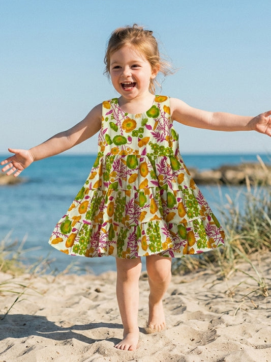 Bloom Garden Tier Dress- For Girls Cotton Frock 123