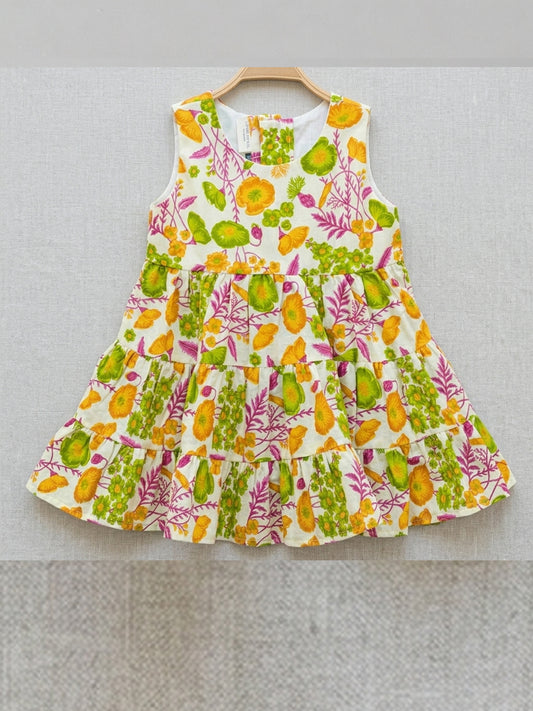 Bloom Garden Tier Dress- For Girls Cotton Frock 123
