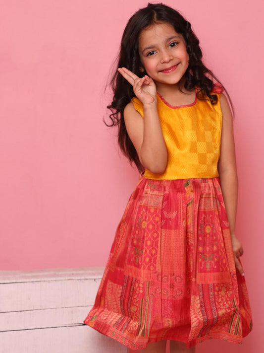 Motif Print Dress For Girls - 19