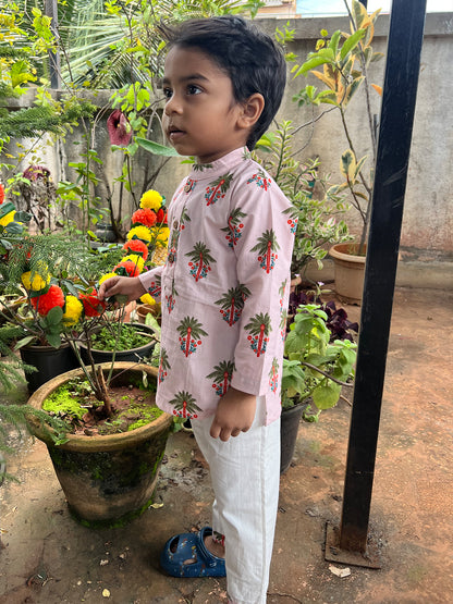 Boys Palm Bloom Kurta Pajama Set  - 80