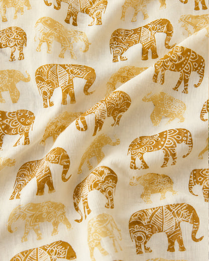 Boys Handblook Print Kurta Pajama Set - Elephant 155