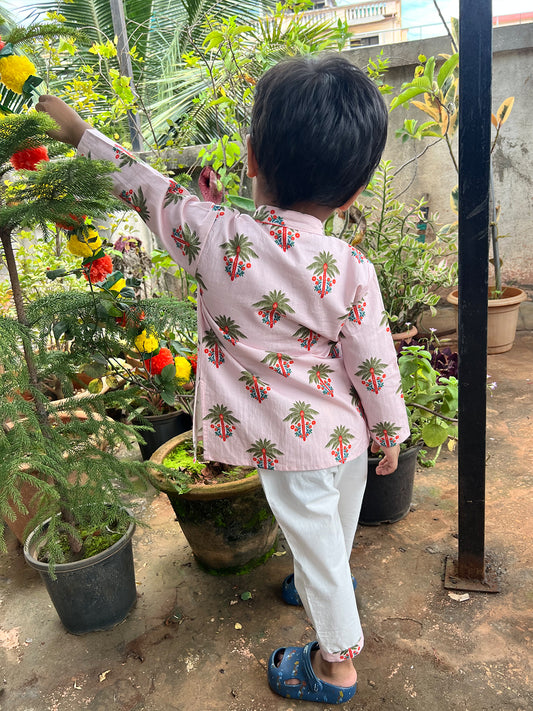 Boys Palm Bloom Kurta Pajama Set  - 80