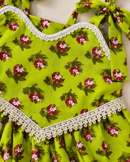 Girls Ethnic Palazzo Set - Green Colour 159