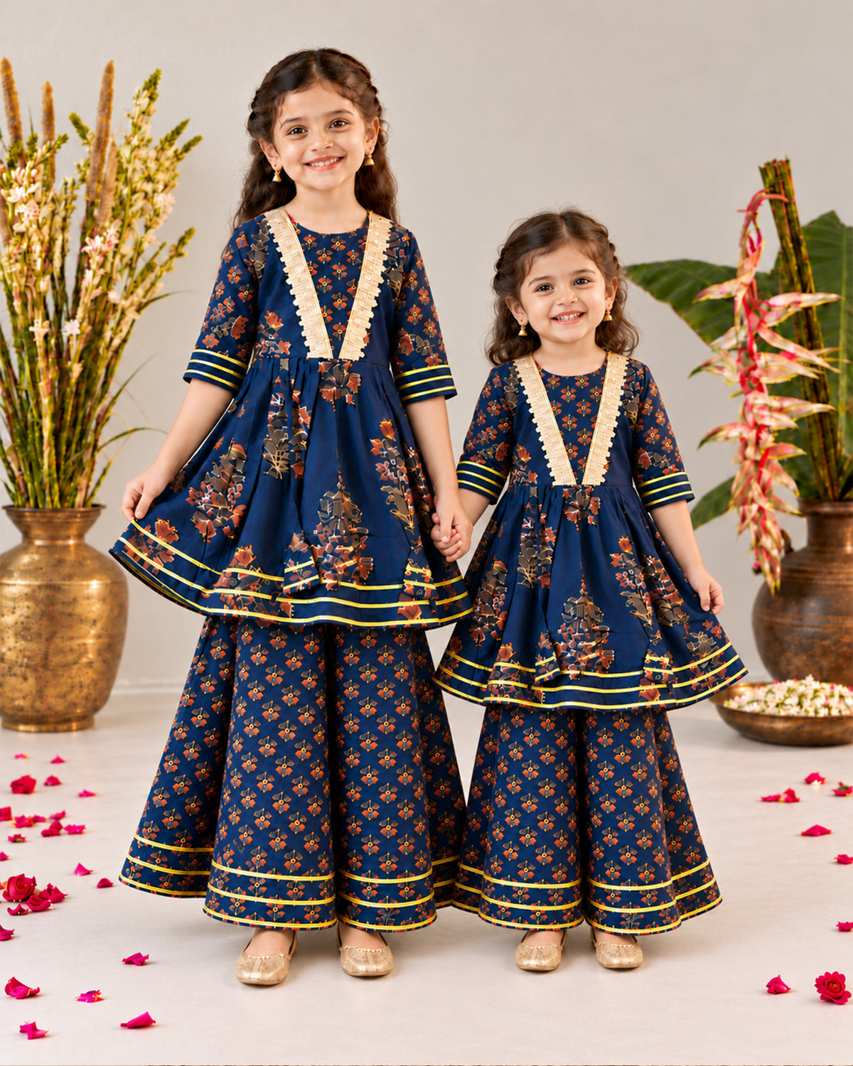 Girls Ethnic Sharara Set - Blue 158