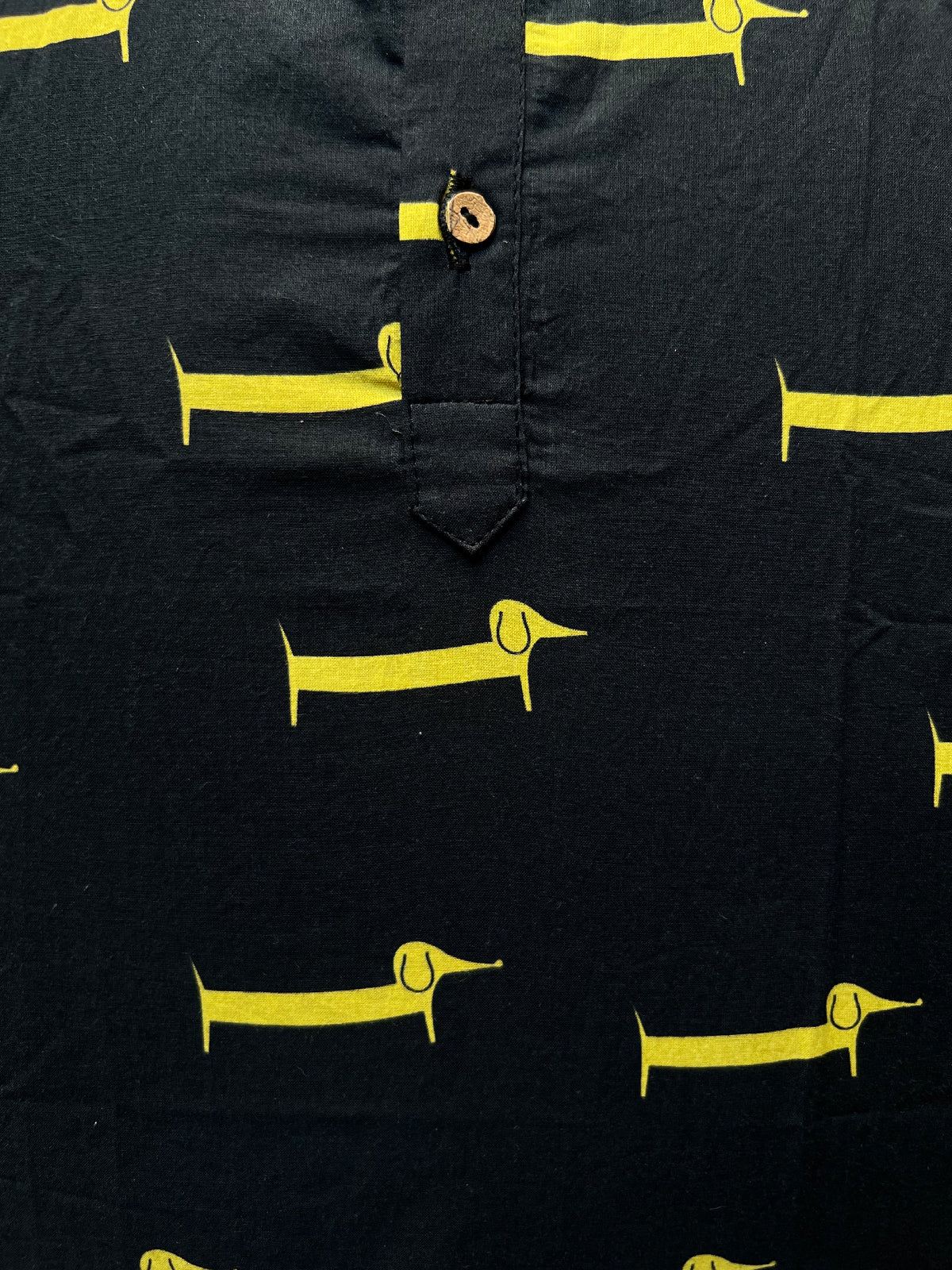 Unisex Cotton Short Kurta - Black with Doggy Print - 13