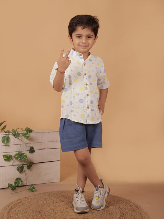 Planet Muslin Co-ored Set For Boys - 22