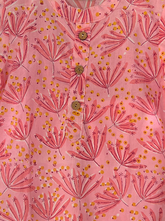 Kurta Pajama For Boys - Flower Vally Peach pink Set - 40