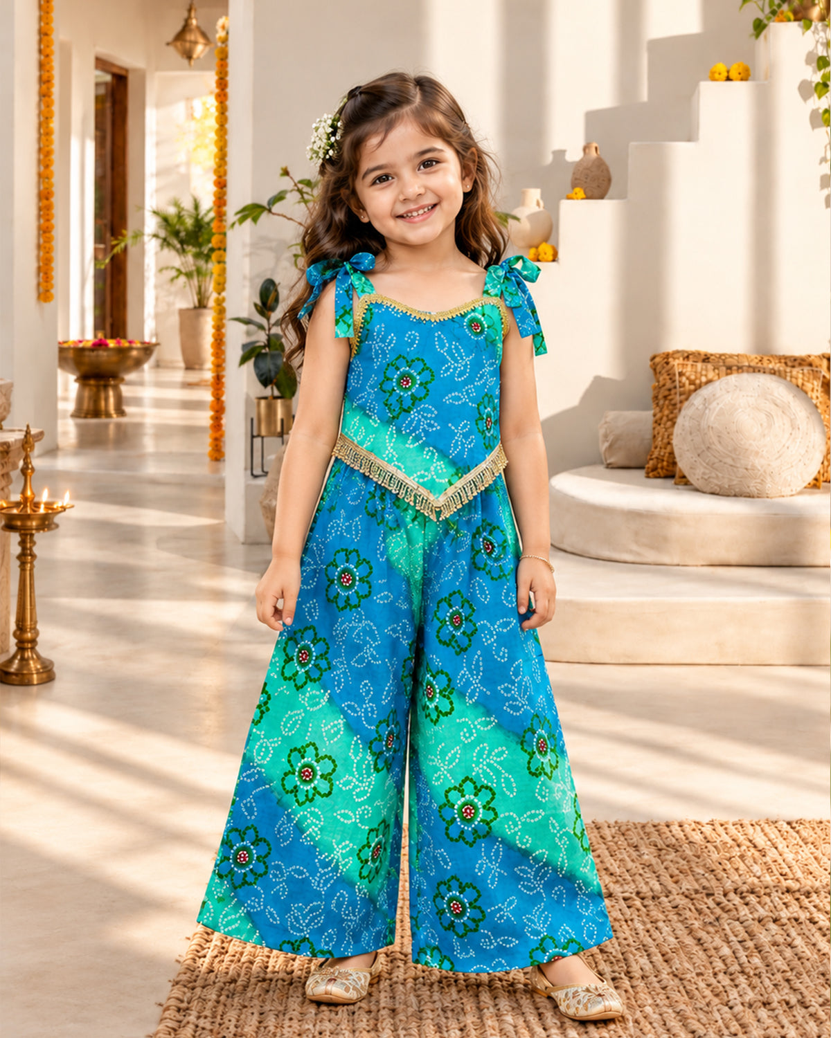 Girls Ethnic Palazzo Set - Bandhani 154