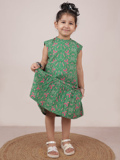 Wild Flower Grove - Green Girls Dress - 25